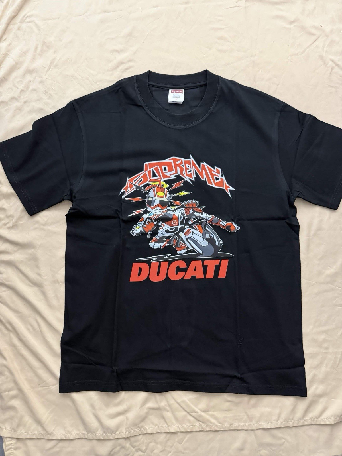 Supreme x Ducati Bike Tee Black Graphic Print Crew Neck Short Sleeve T-Shirt gallery