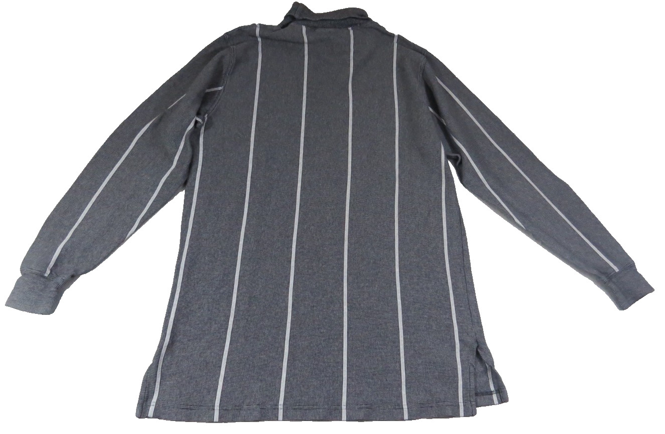 Slazenger Vintage 90s Mock Neck Shirt Men Large Gray White Pinstripe Long Sleeve gallery
