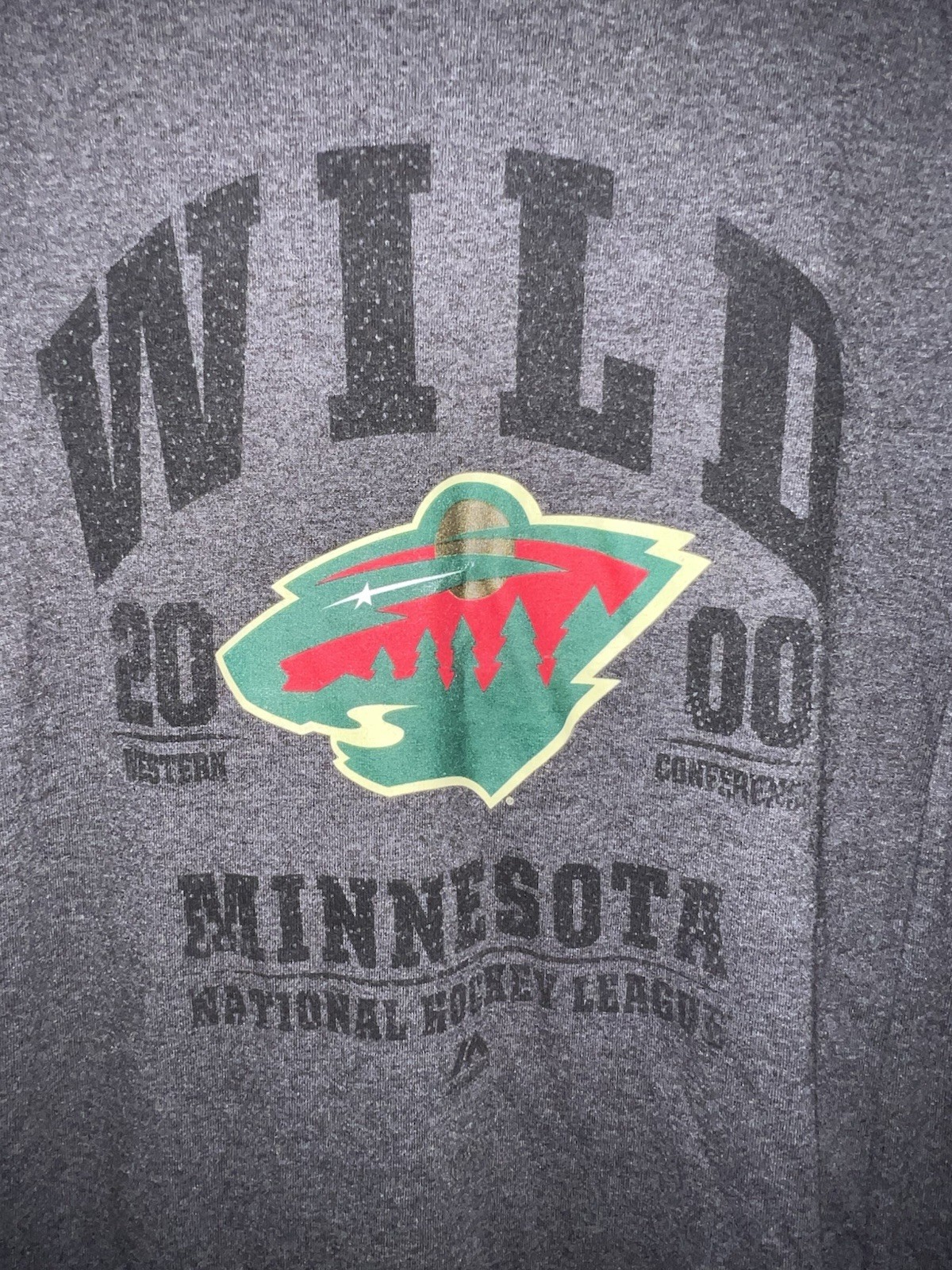 Vintage NHL Minnesota Wild Hockey Tee Shirt Mens XL Gray Majestic gallery