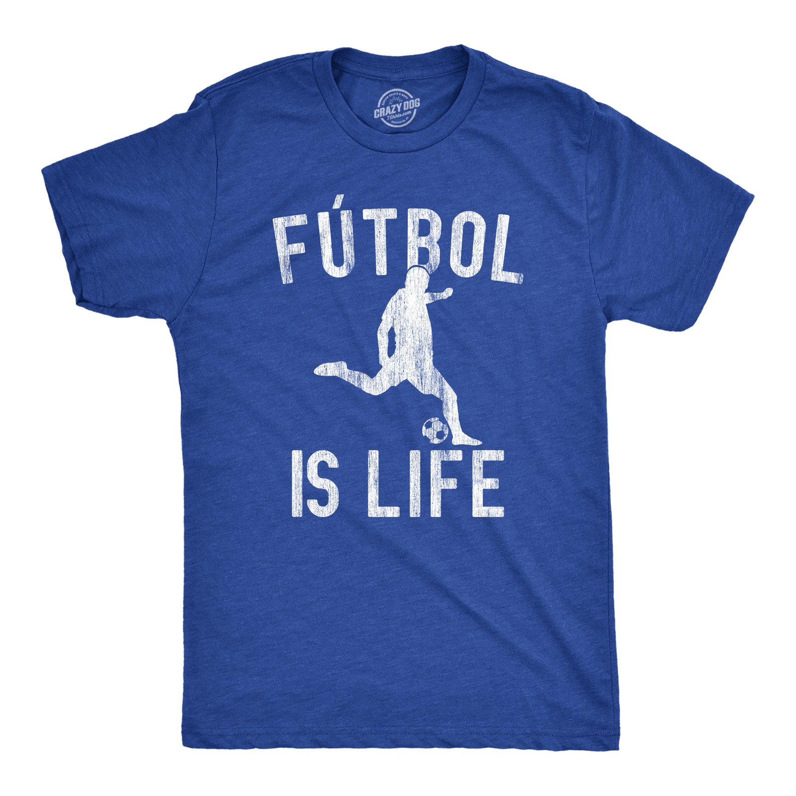 Mens Futbol Is Life T Shirt Funny Football Lovers Novelty Soccer Graphic Tee for gallery