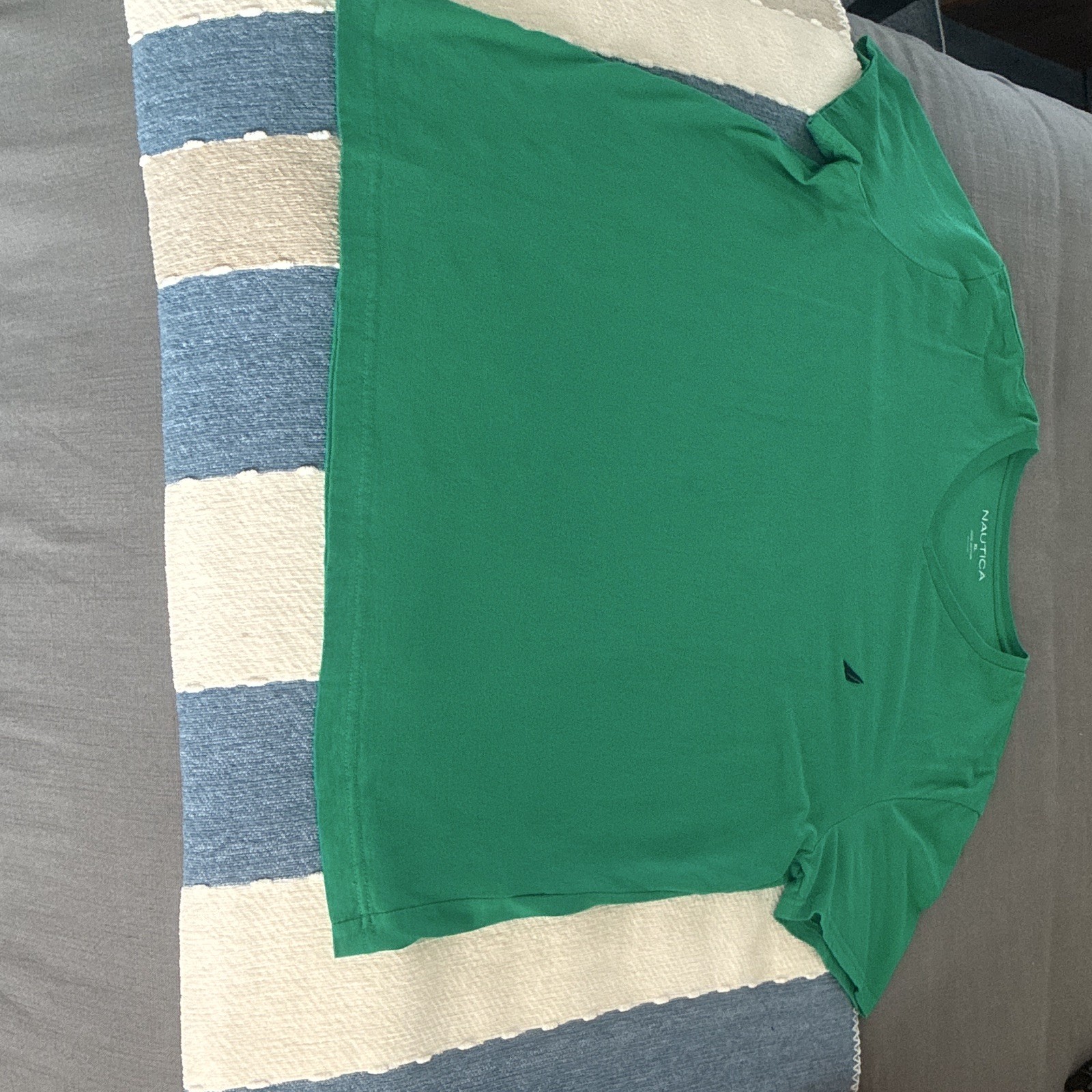 Nautica Men’s Green Crew Neck Short Sleeve Cotton Knit Solid Logo T-Shirt XL gallery
