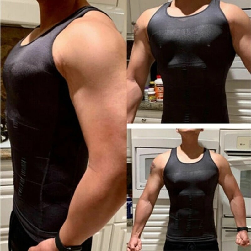 Men's Slimming Body Shaper Vest Abs Abdomen Compression Shirt Workout Tank Tops# gallery