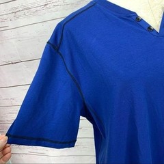 Truth Substance Blue Short Sleeve Henley T-Shirt XL 95% Cotton 5% Spandex Made I