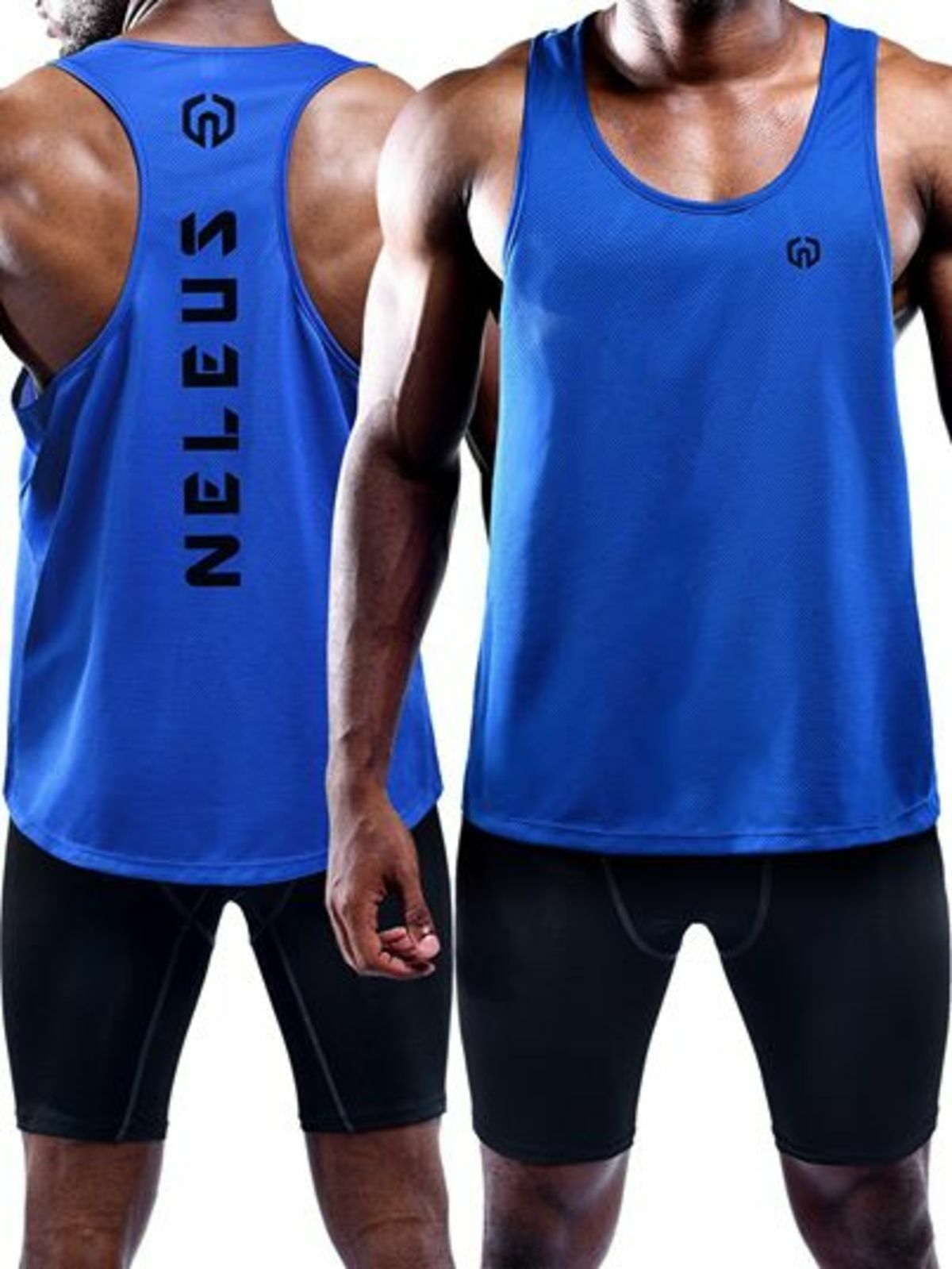 NELEUS 'Dry Fit Logo Muscle' Mesh Tank Top Men's M Gym Workout Exercise Blue NEW gallery