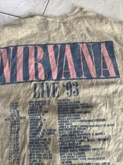Nirvana Band Tee distressed Tan XL Live 93 In Utero Tour T-Shirt Concert Mens