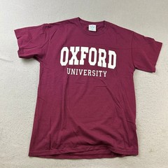 Oxford University Shirt Mens Medium Burgundy Cotton Crew Neck Short Sleeves Tee