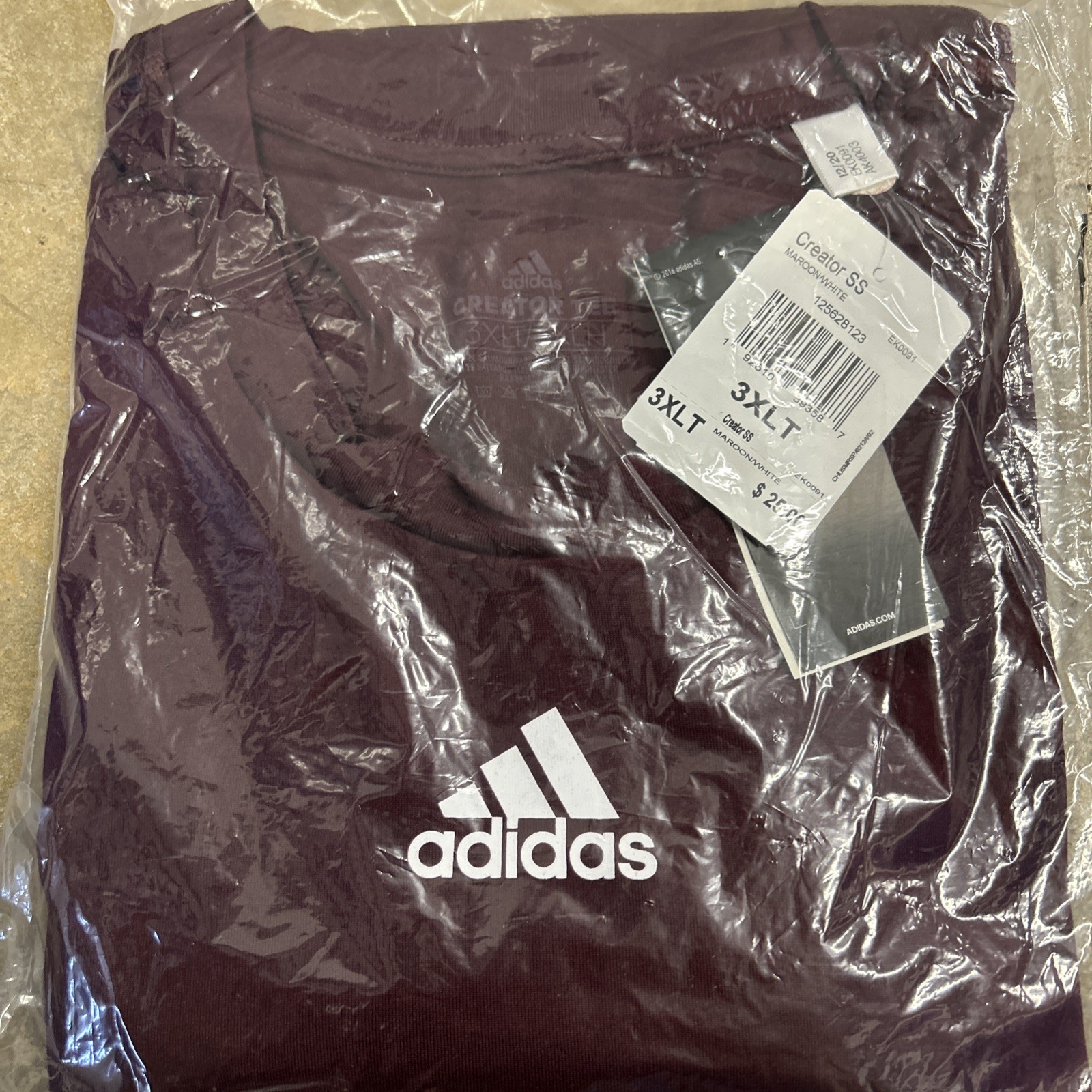 Adidas Creator Short Sleeve Tall Tee Maroon EK0091 Men’s Size 3XLT NWT gallery