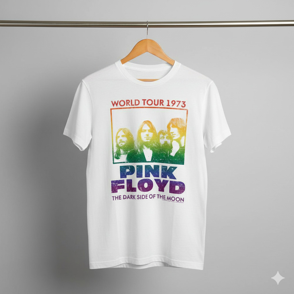 Psychedelic Rock Band World Tour 1973 Rainbow Album Style T Shirt White - T625 gallery