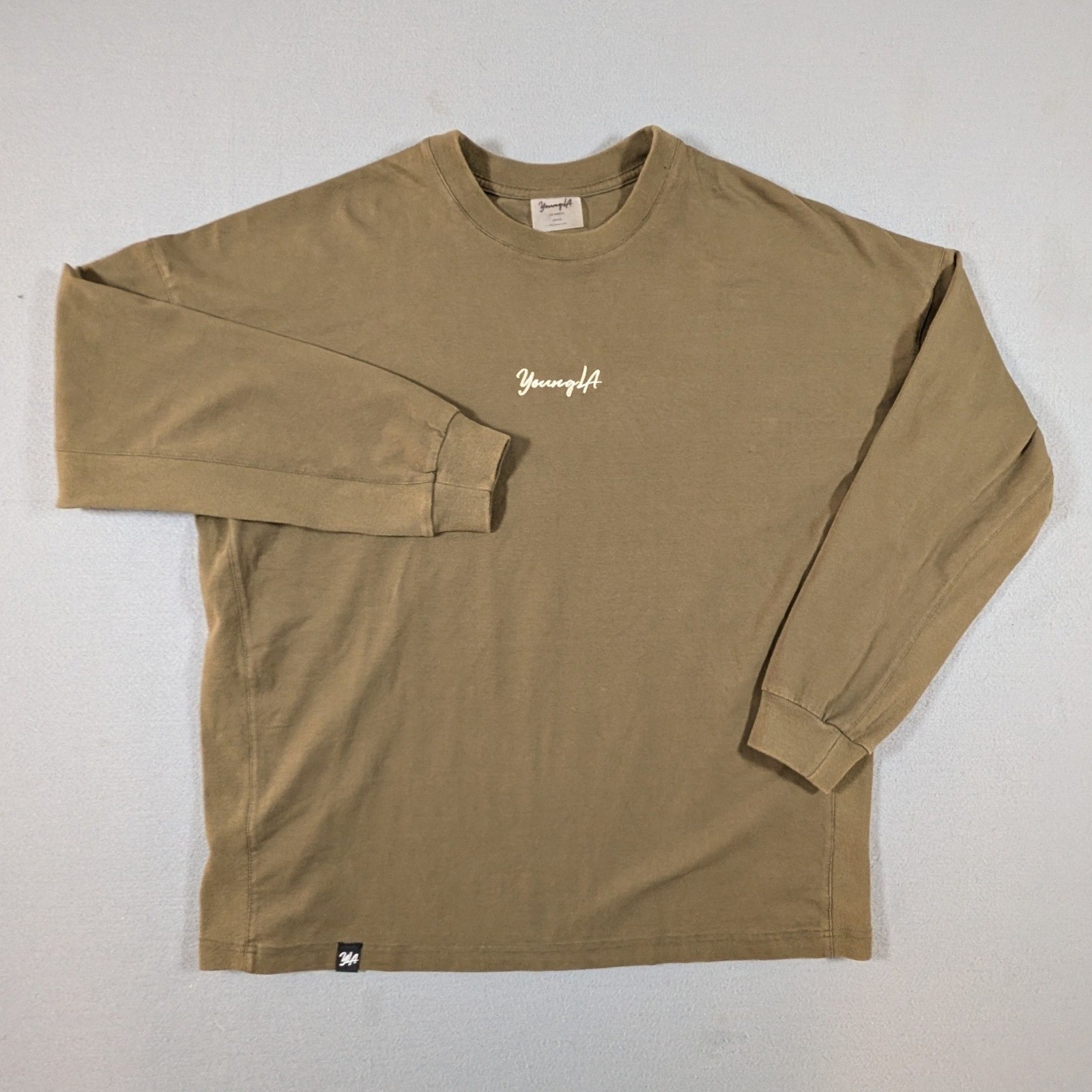 YoungLA Long Sleeve T-Shirt Mens Medium Olive Green Relaxed Fit gallery