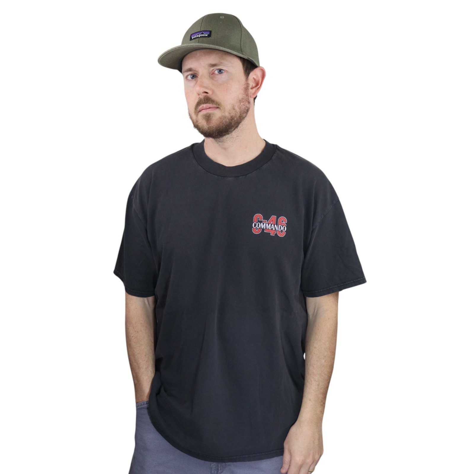 Vintage China Doll C46 Commando T Shirt Mens XL Black WWII Airplane Pin Up Tee gallery