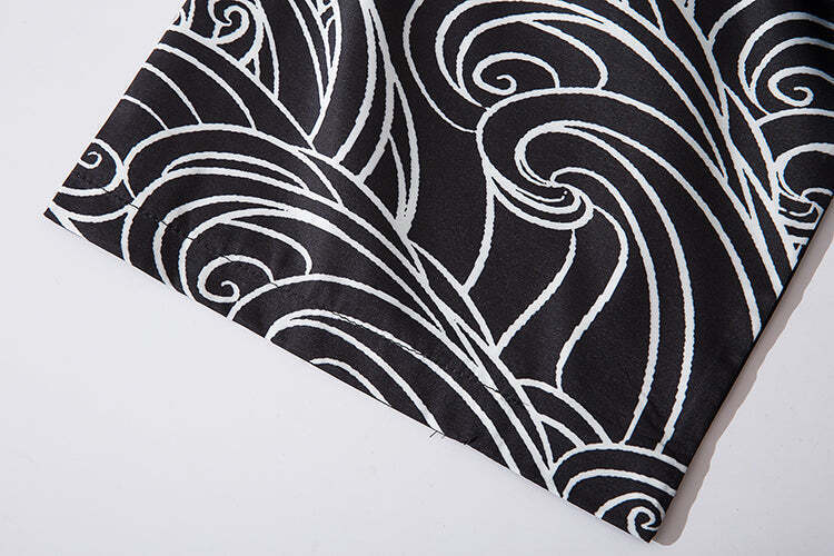 Niepce Streetwear Japanese Black Kimono Graphic Tee Samurai Short Sleeves Shirt gallery