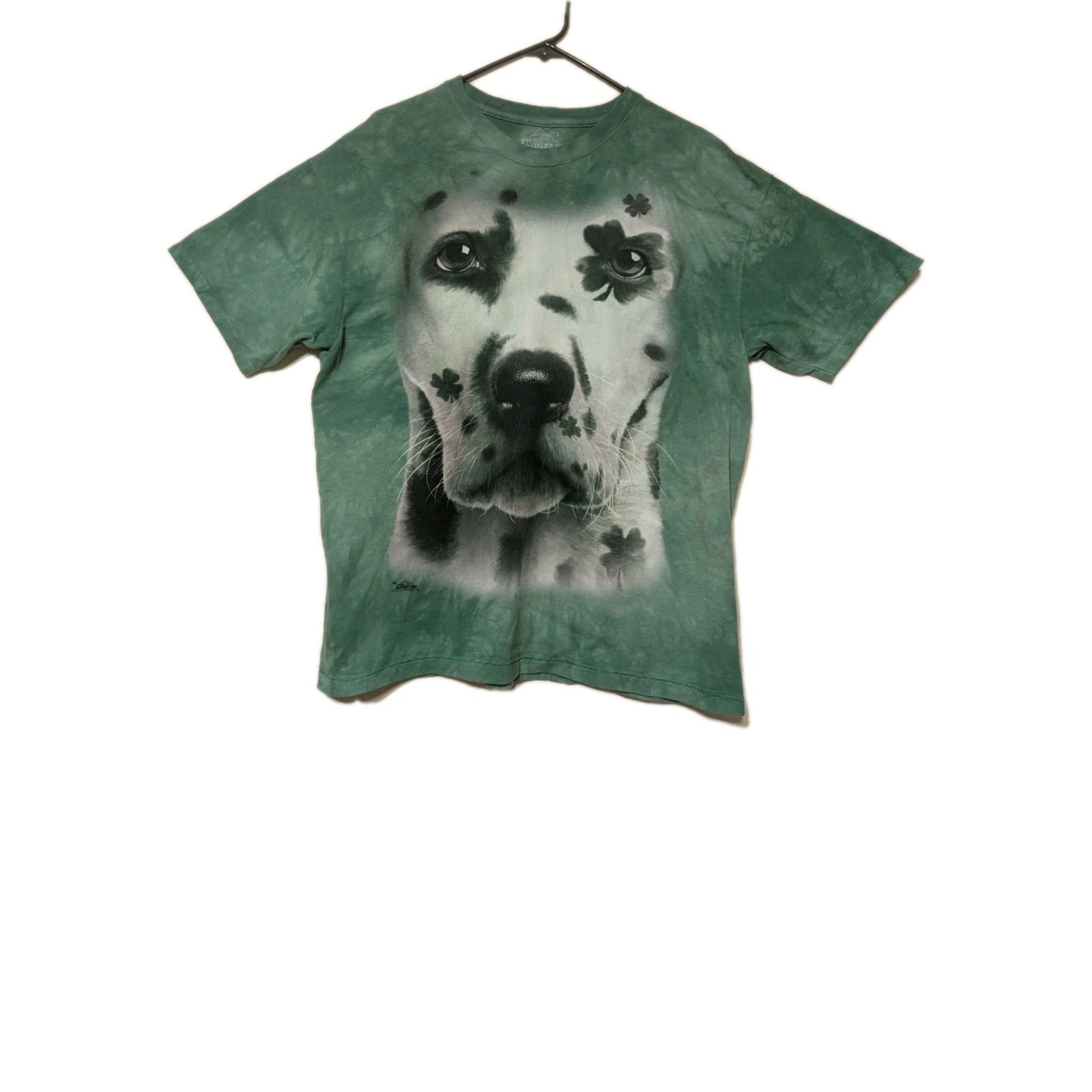 The Mountain Mens T-shirt Dalmatian Face W/ Four Leaf Clovers Defect Large #6673 gallery
