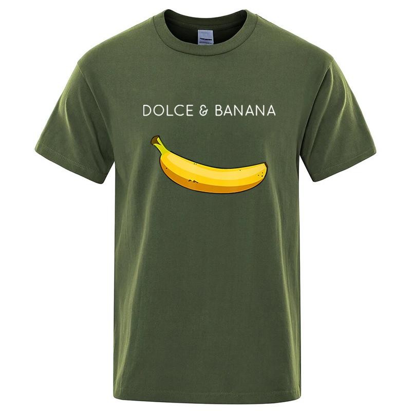Men Summer Banana Print Cotton Blend Loose Fit O-neck T-shirt Casual Tee