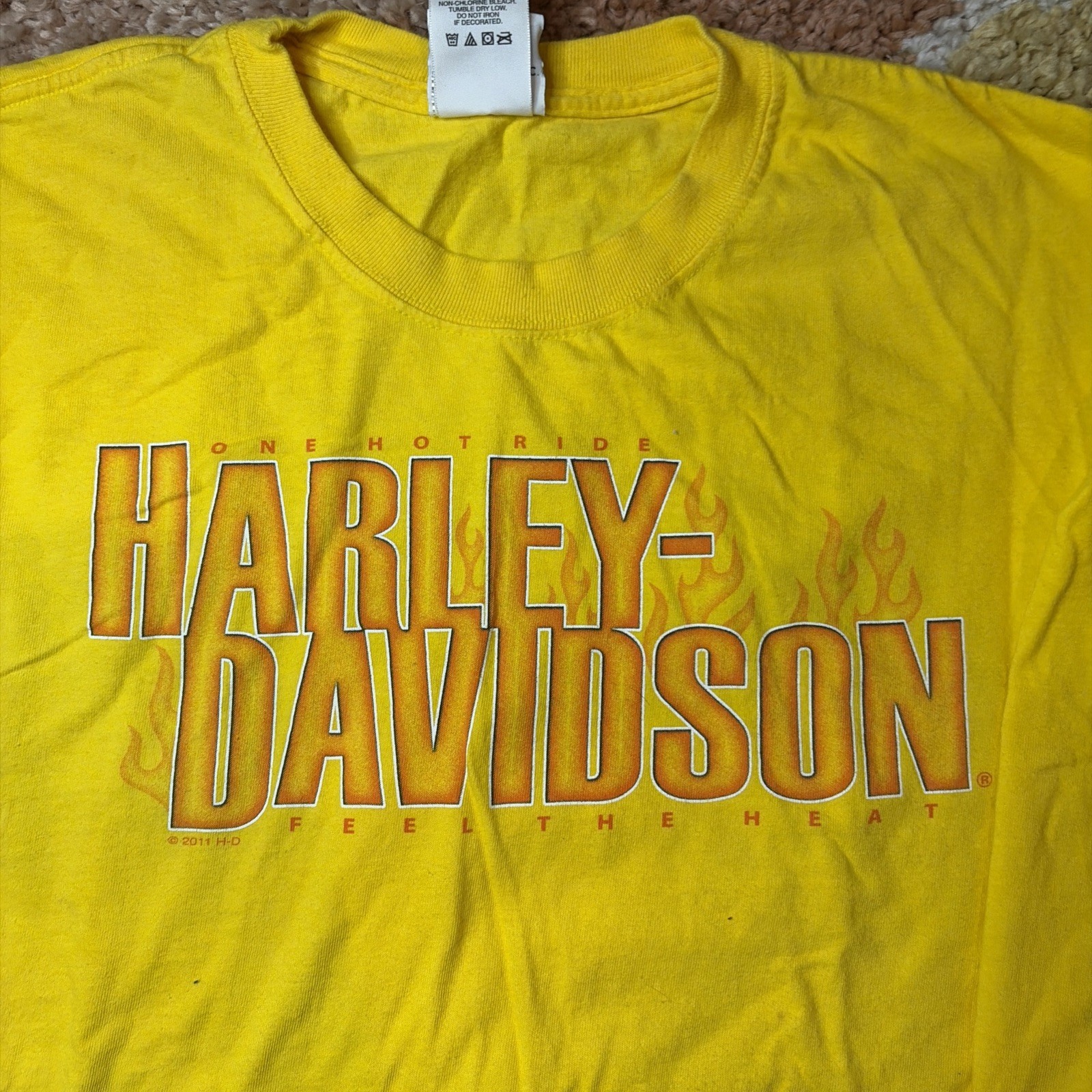 Vintage Harley Davidson Shirt Mens Large Long Sleeve Y2K Yellow Flames 2000s gallery
