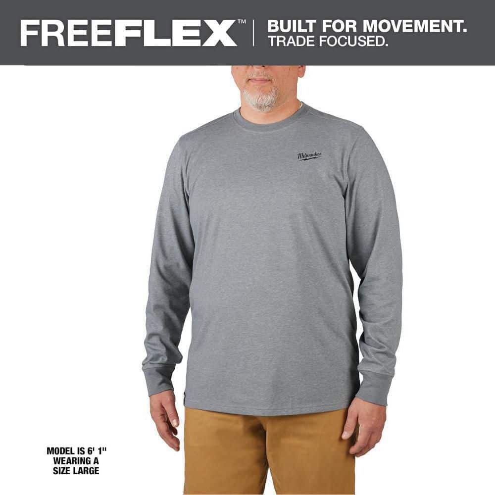 Milwaukee Men's Large Gray Cotton/Polyester Long-Sleeve Hybrid Work T-Shirt gallery