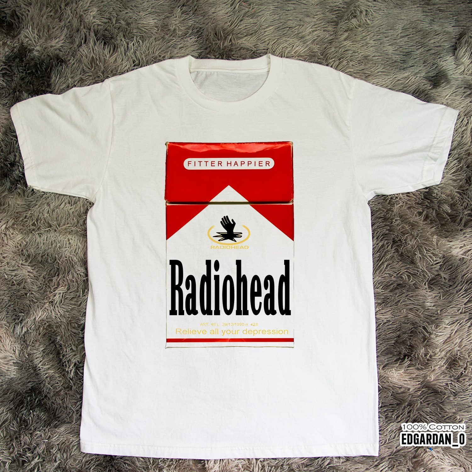 Radiohead Fitter Happier Smoke White Short Sleeve Unisex T-shirt S-5XL