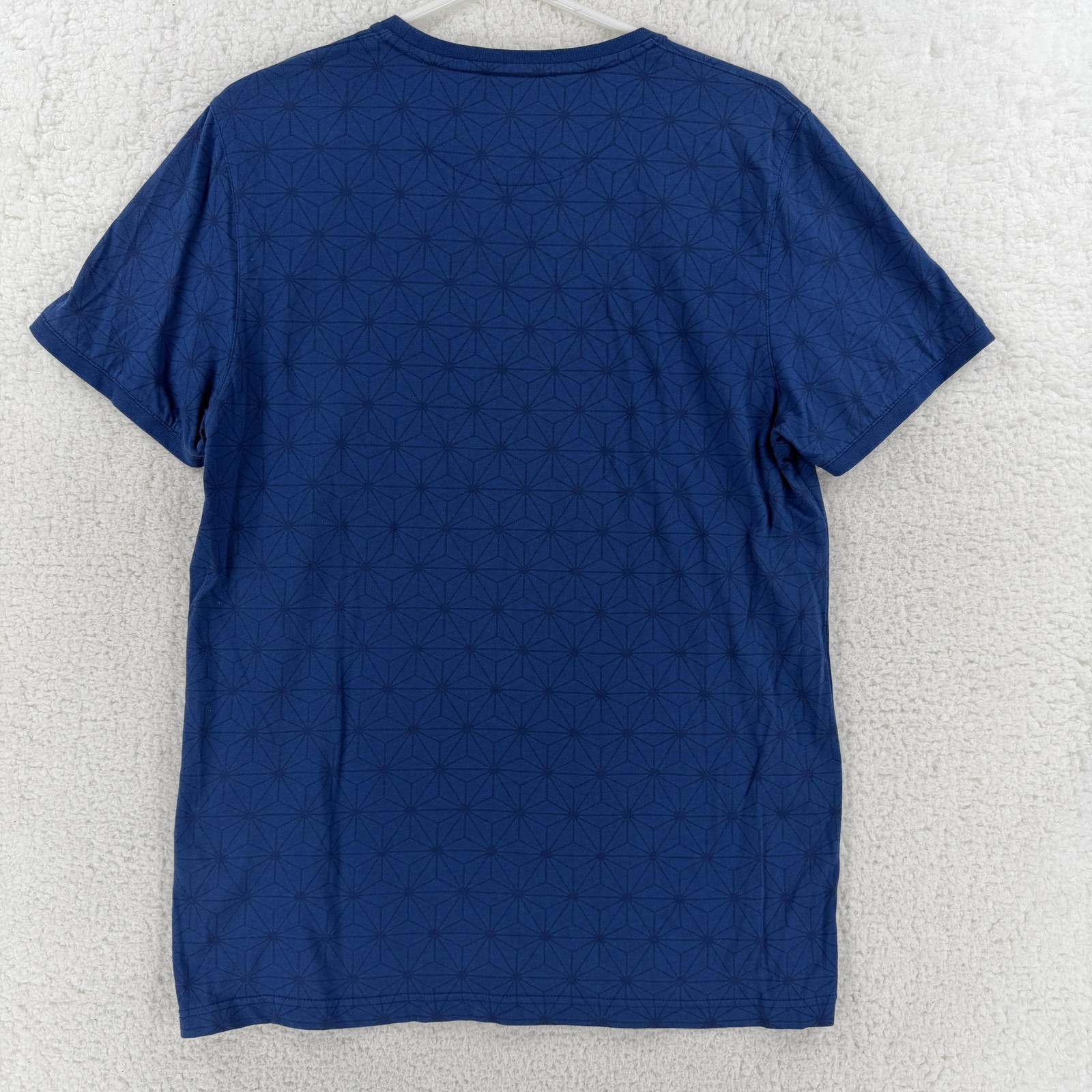 Ted Baker Shirt Mens 4 Blue Geometric Pattern Cotton Crewneck Tee Large gallery