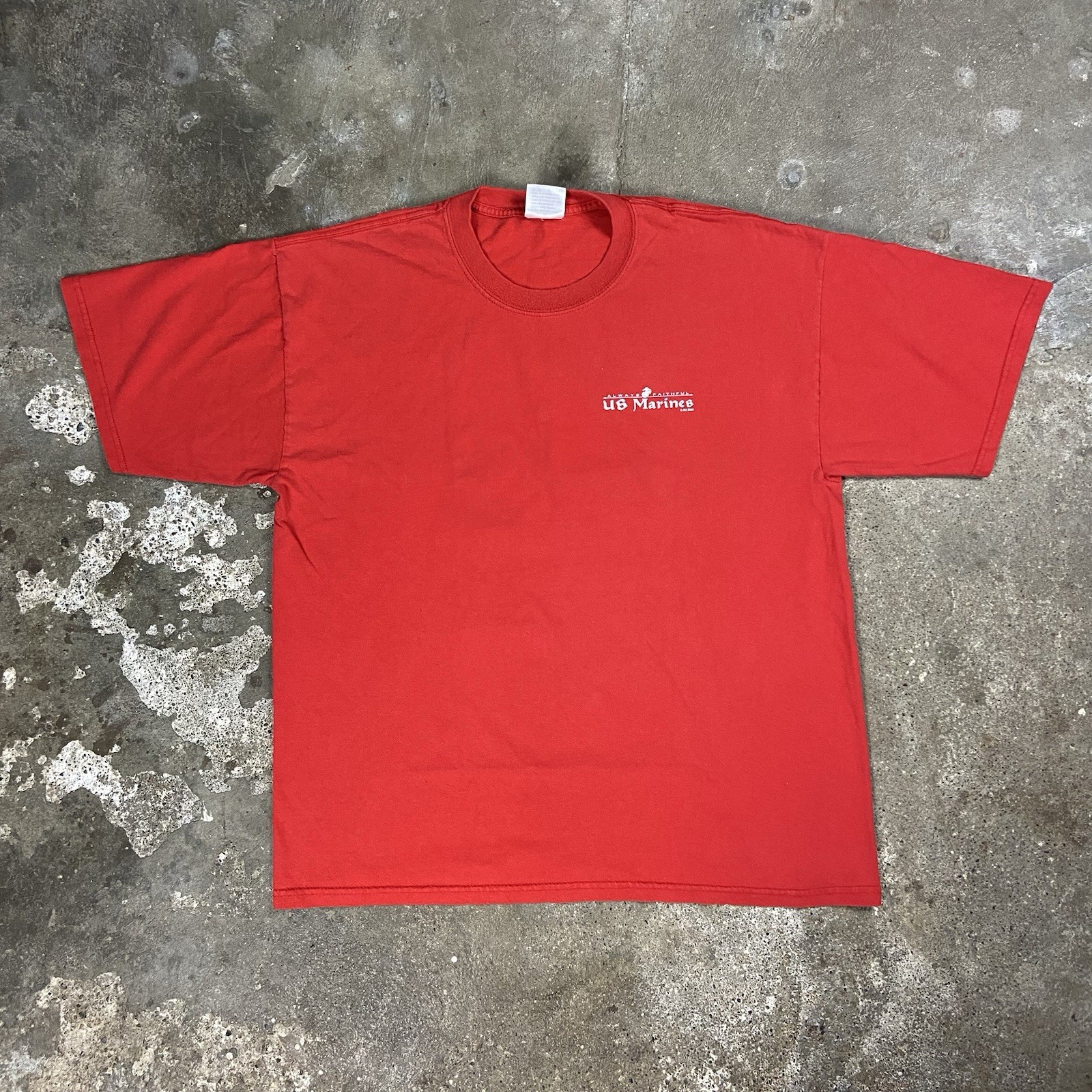 Vintage US Marines T-Shirt Size XL Red Always Faithful Teufel Hunden Devil Dog