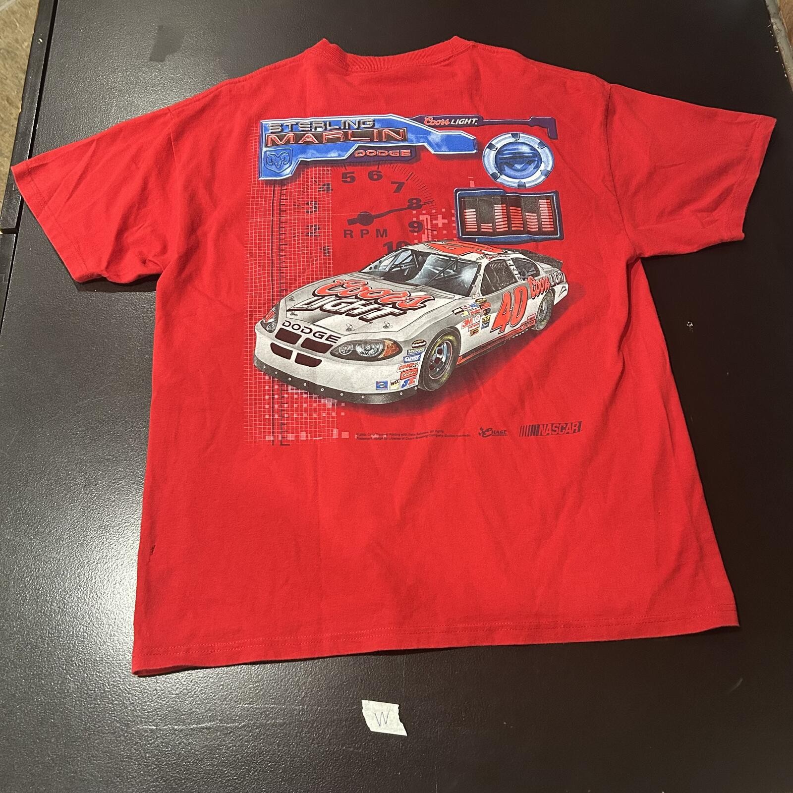 2004 NASCAR Sterling Marlin Dodge Coors Light #40 Red Graphic T-Shirt Size M gallery