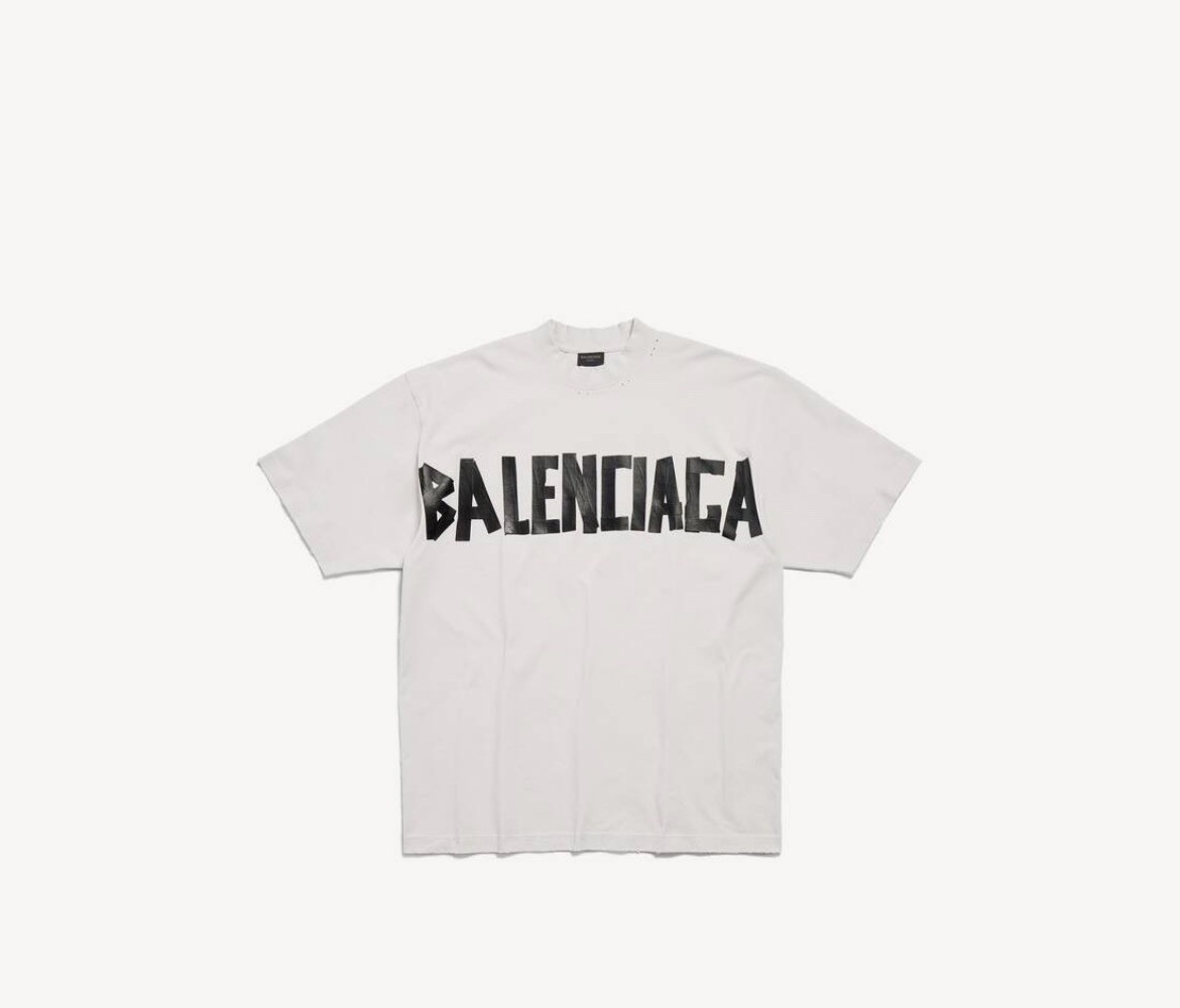 Balenciaga Men’s White Cotton Logo Crew Neck Short Sleeve T-Shirt Size S NWT