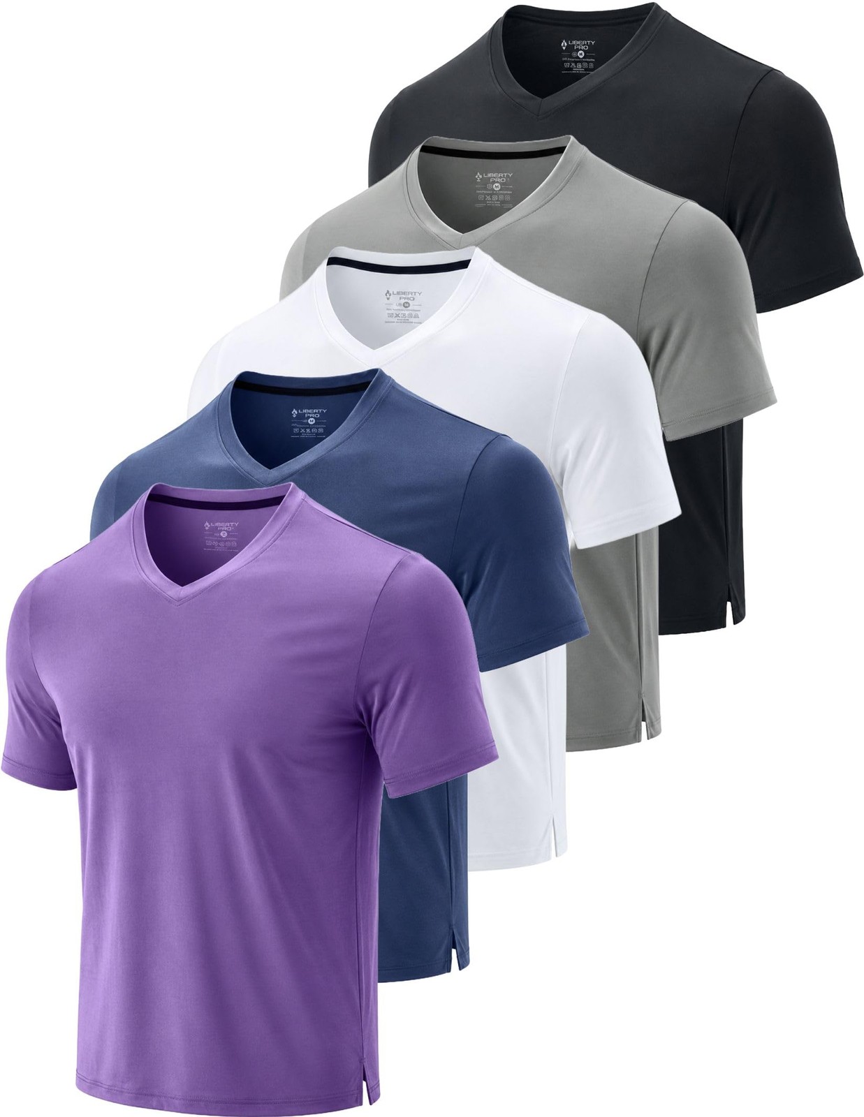 5 Pack Mens V-Neck Dry Fit Active T-Shirts, Athletic Short Sleeve Workout Top... gallery