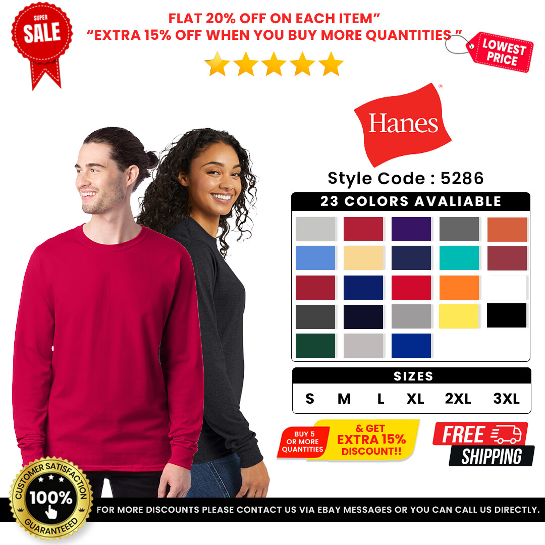 Hanes 5286 Men's Cotton ComfortSoft Long Sleeve Midweight Crewneck Tee T-Shirt gallery