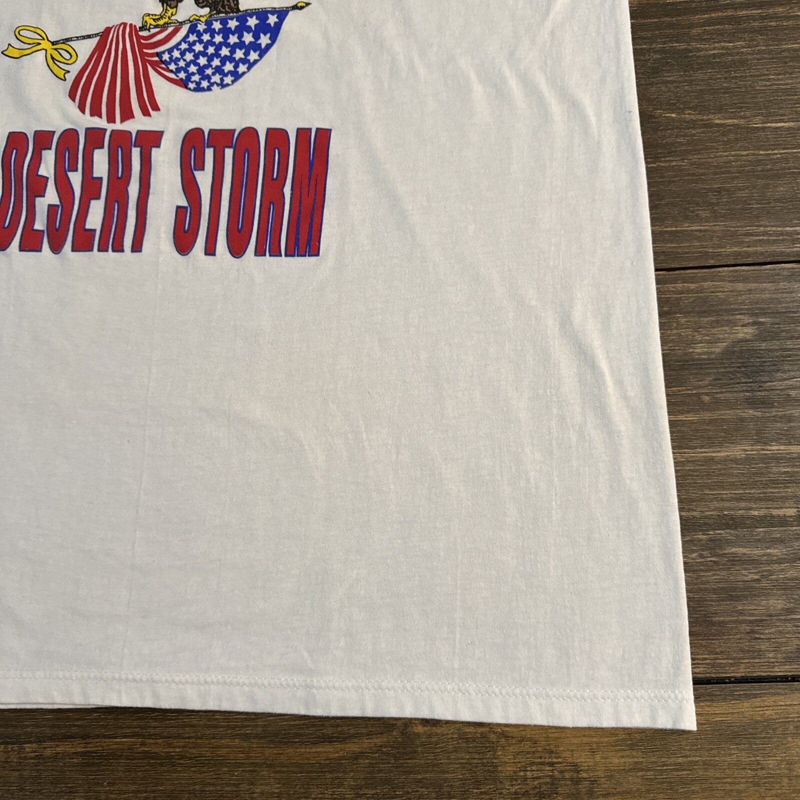 Support Our Troops Desert Storm XL White T Shirt Single Stitch Vtg USA Eagle gallery