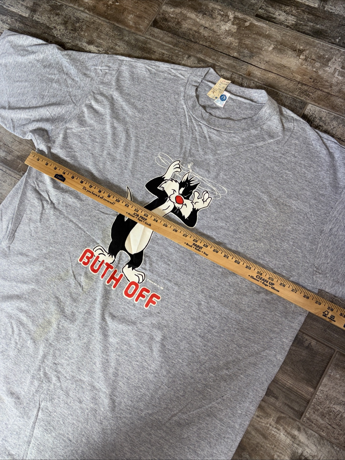 Vtg 80s Artex Warner Bros. Looney Tunes Sylvester Buth Off T Shirt Gray OS USA gallery