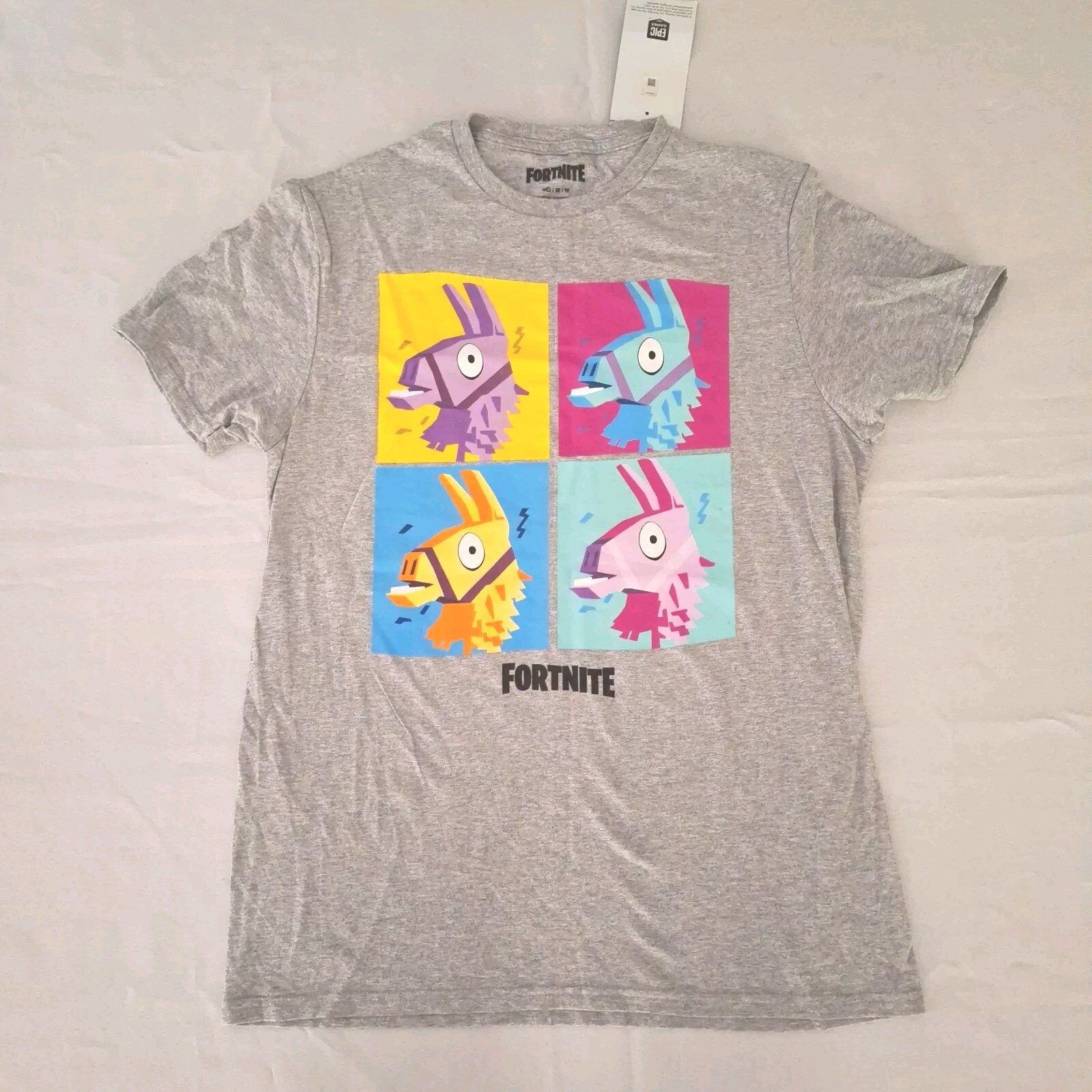 Fortnite Llambro Shirt Adult Medium Fortnight Llama Gray Tee A4