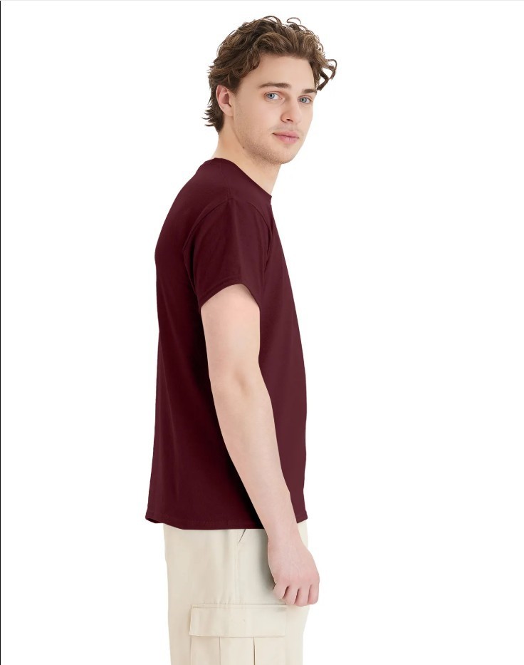 Hanes 5170 5XL EcoSmart Crewneck Short Sleeve Tee Pit to Pit 31" Unisex Maroon gallery