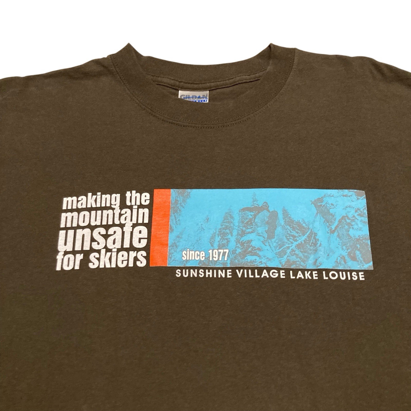 Vintage Snowboard Sunshine Village Lake Louise T-shirt L Gildan 100% Cotton gallery