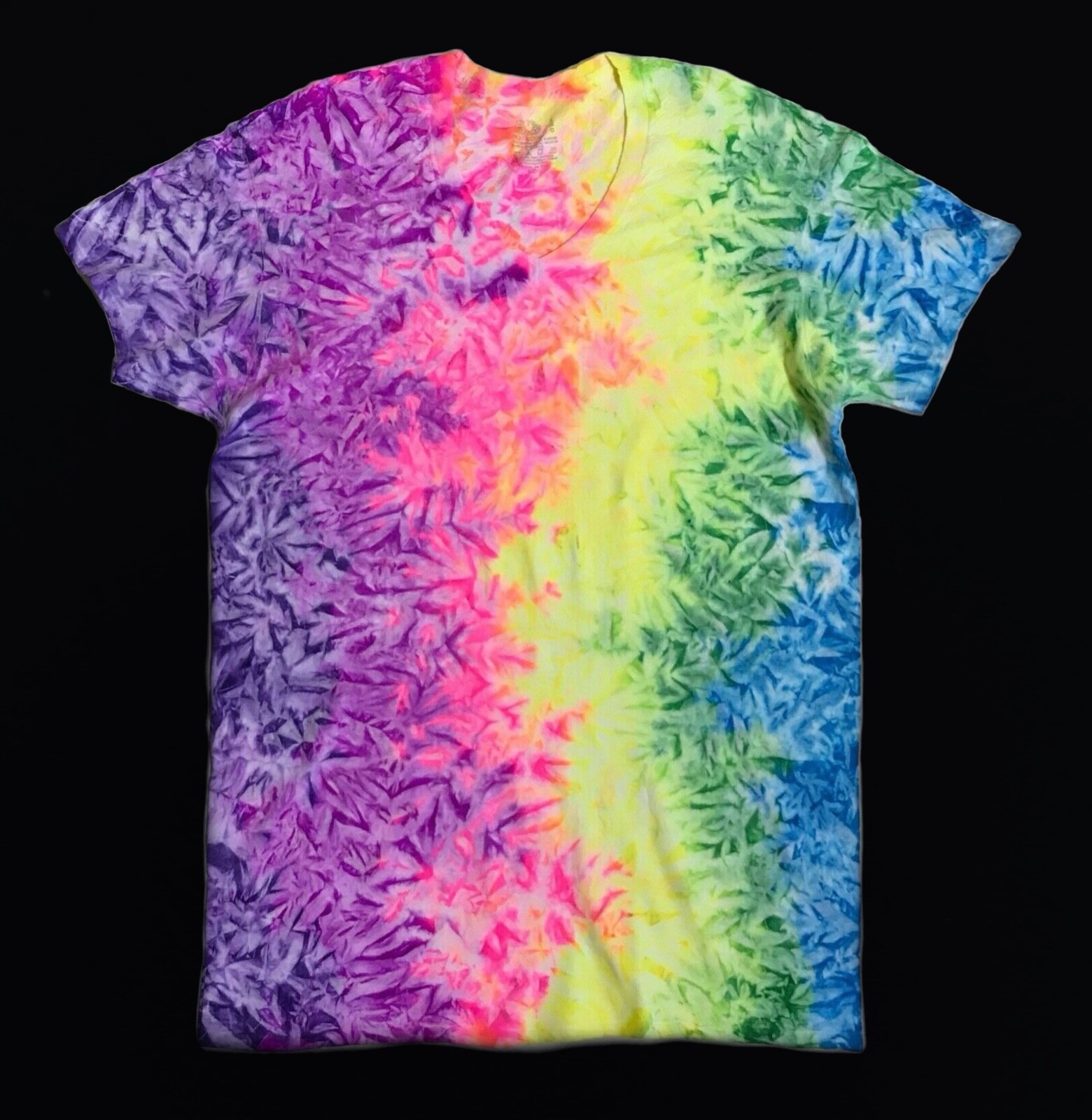 *New* 2XL – Sm Handmade Tie Dye, Rainbow White Cruncht Crinkle, Crew or V-Neck
