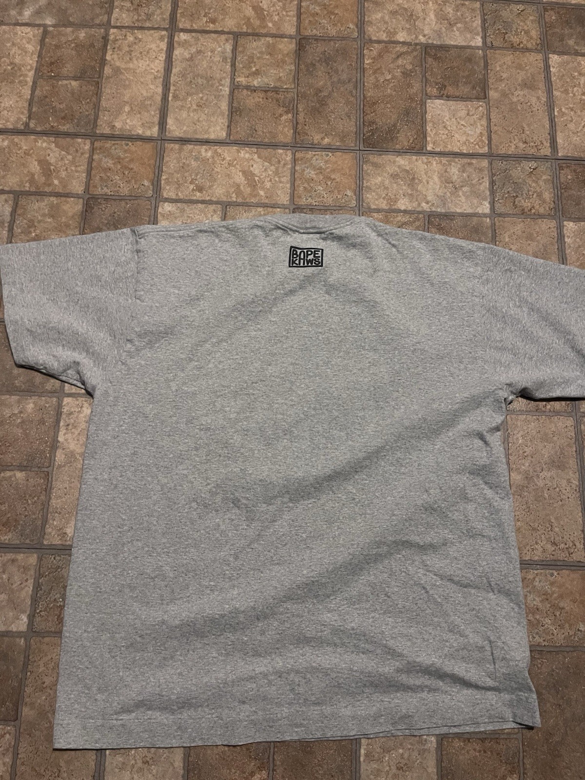 A Bathing Ape BAPE Gray Ape Head Logo Graphic Cotton Knit Tee Crew Neck L gallery