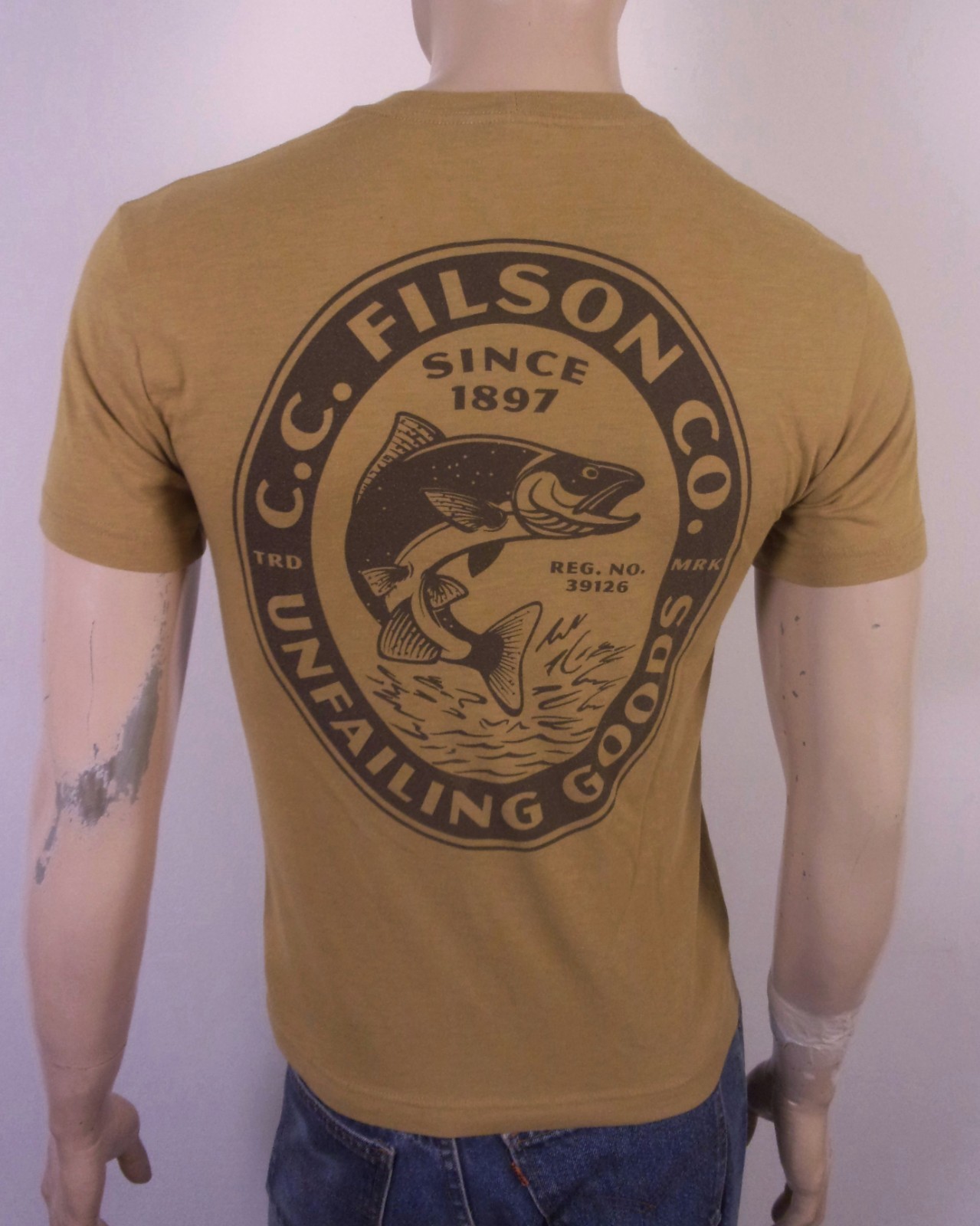 vintage 90s 00s Y2K C.C. Filson Unfailing Goods T-Shirt Fish Fishing SZ XS gallery