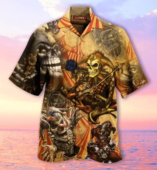 Blood A King In Heart Clown Skull Halloween Hawaiian Shirt_c0x_63