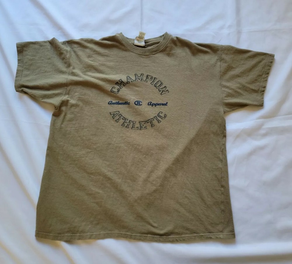 Champion authentic athletic apparel sz 2XL XXL T-Shirt Spellout Logo brown