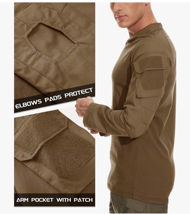 MAGCOMSEN Men's Tactical Military Shirts 1/4 Zip Long Sleeve Shirt Pockets 2XL gallery