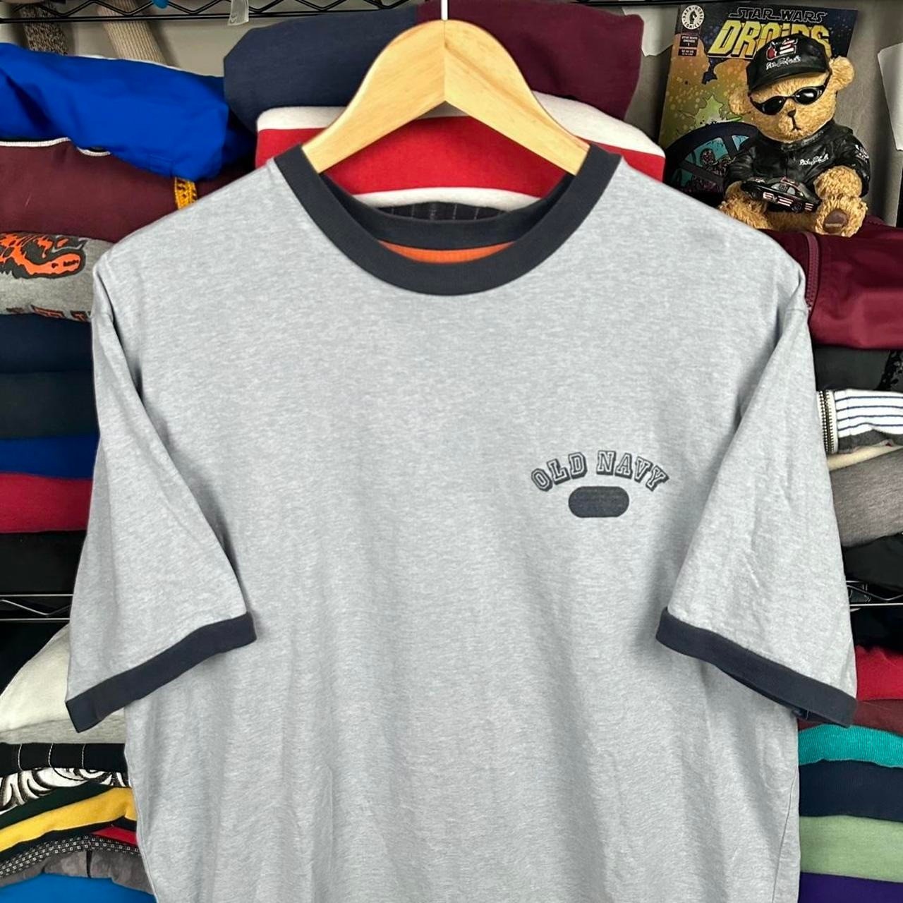 Y2K Old Navy Skater Grunge Ringer Blue T Shirt Size Large gallery