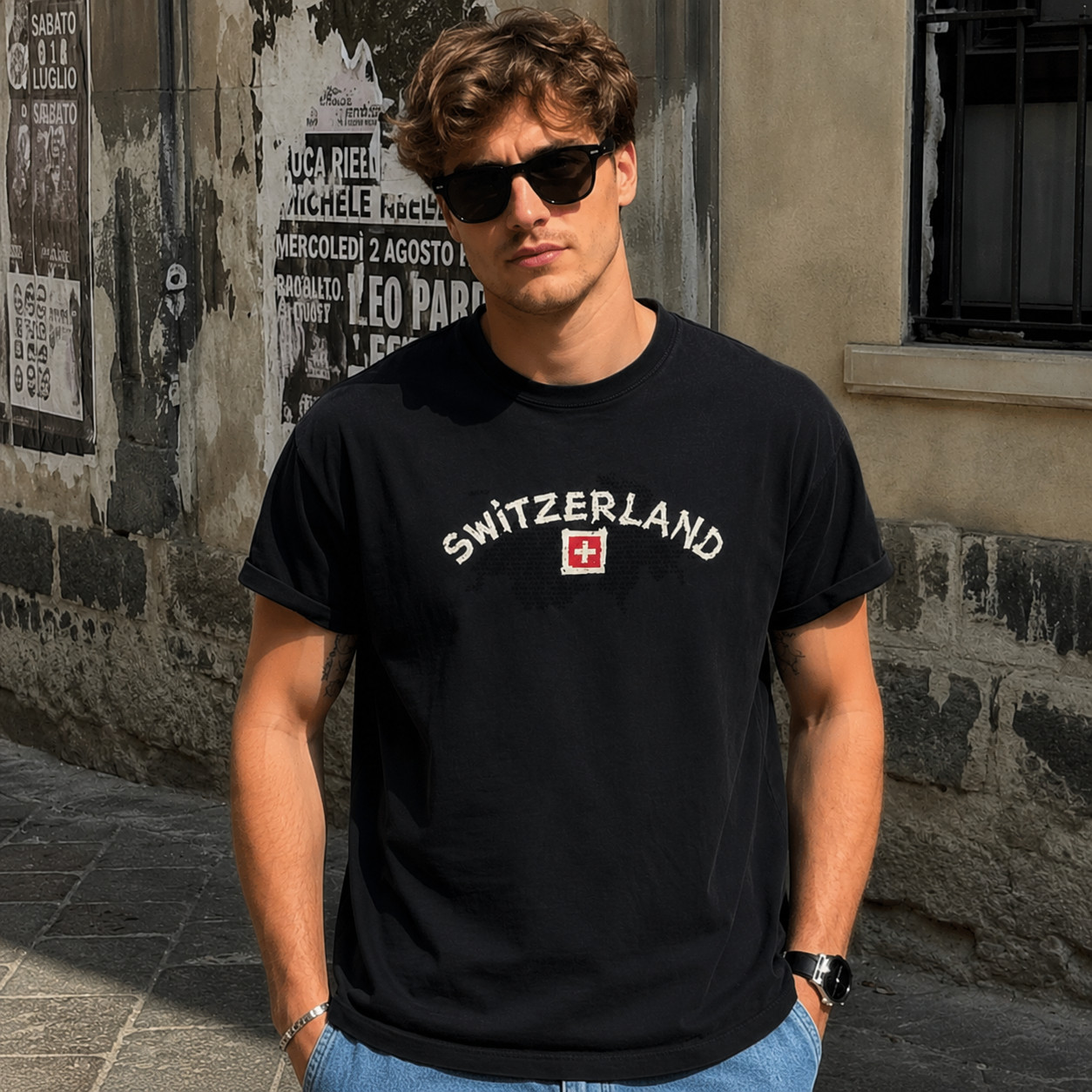 Switzerland Alps Mountain Graphic T-Shirt Swiss Flag Travel Adventure Tee gallery