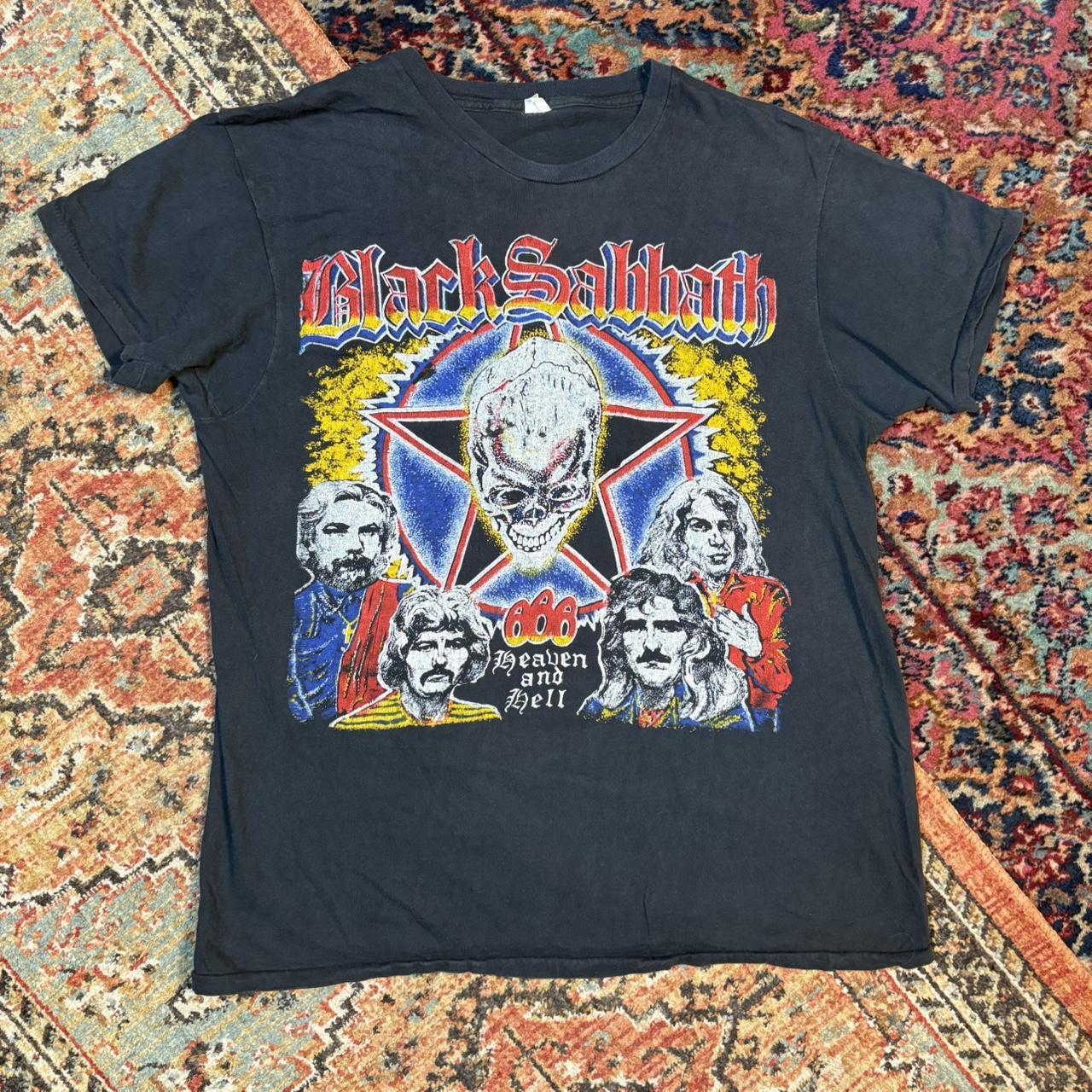 1980 Black Sabbath and Blue Oyster Cult 2 side black T shirt reprint NH16492
