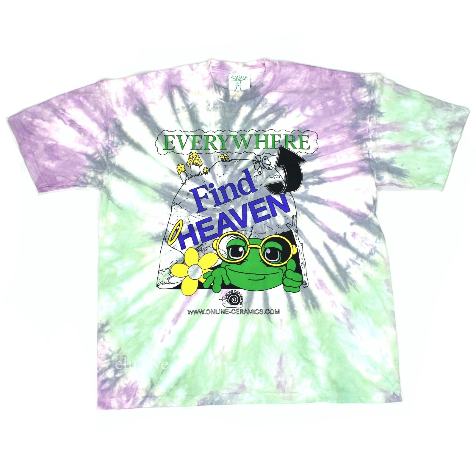 DS 2022 Online Ceramics Find Heaven Everywhere Tie-Dye Shirt Green Purple Men XL gallery