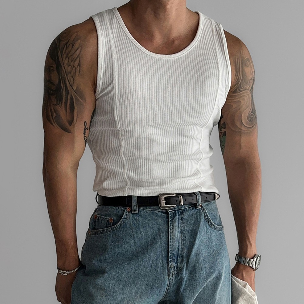 Male Top Mens Vest Casual Fitness Minimalist Regular Ribbed Sleeveless gallery