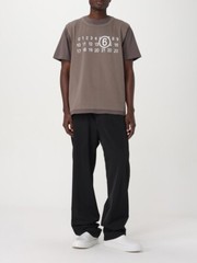 NW maison margiela MM6 Logo Printed Crewneck T-Shirt SH0GC0001STJ391 brown kaki