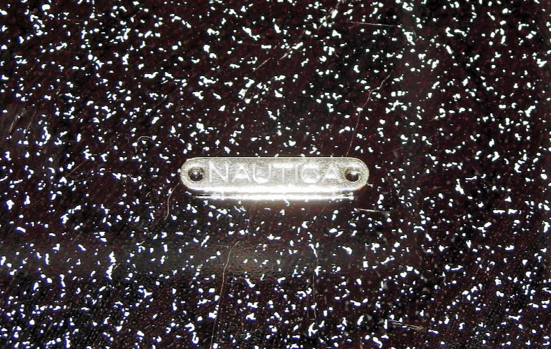 Nautica metal tag from apparel item - silver-tone. 1" Long x 3/16" Tall gallery