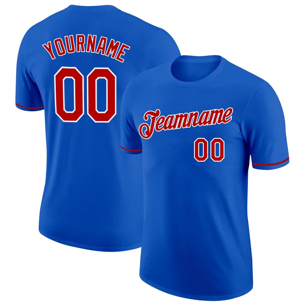 Custom Thunder Blue Red White Performance T-Shirt Personalized Team Gift for Men