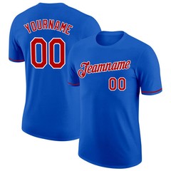 Custom Thunder Blue Red White Performance T-Shirt Personalized Team Gift for Men