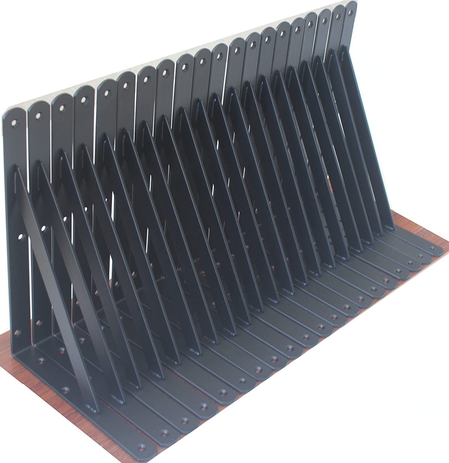20 Pack L11″ X H 8″ Black Heavy Duty Shelf Brackets with Screws Metal Shelf