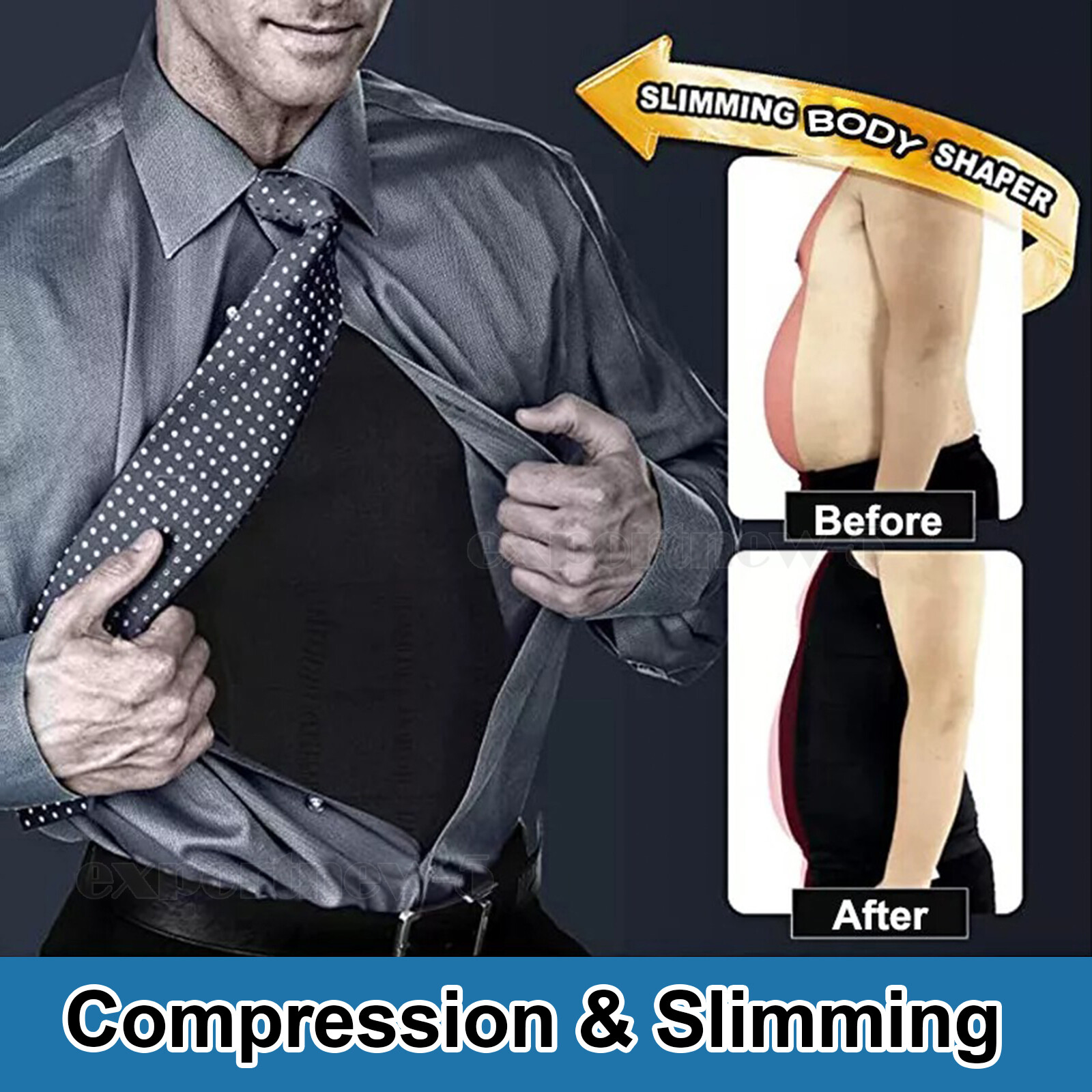 Men Slimming Body Shaper Compression Gynecomastia T-shirt Posture Corrector Vest gallery