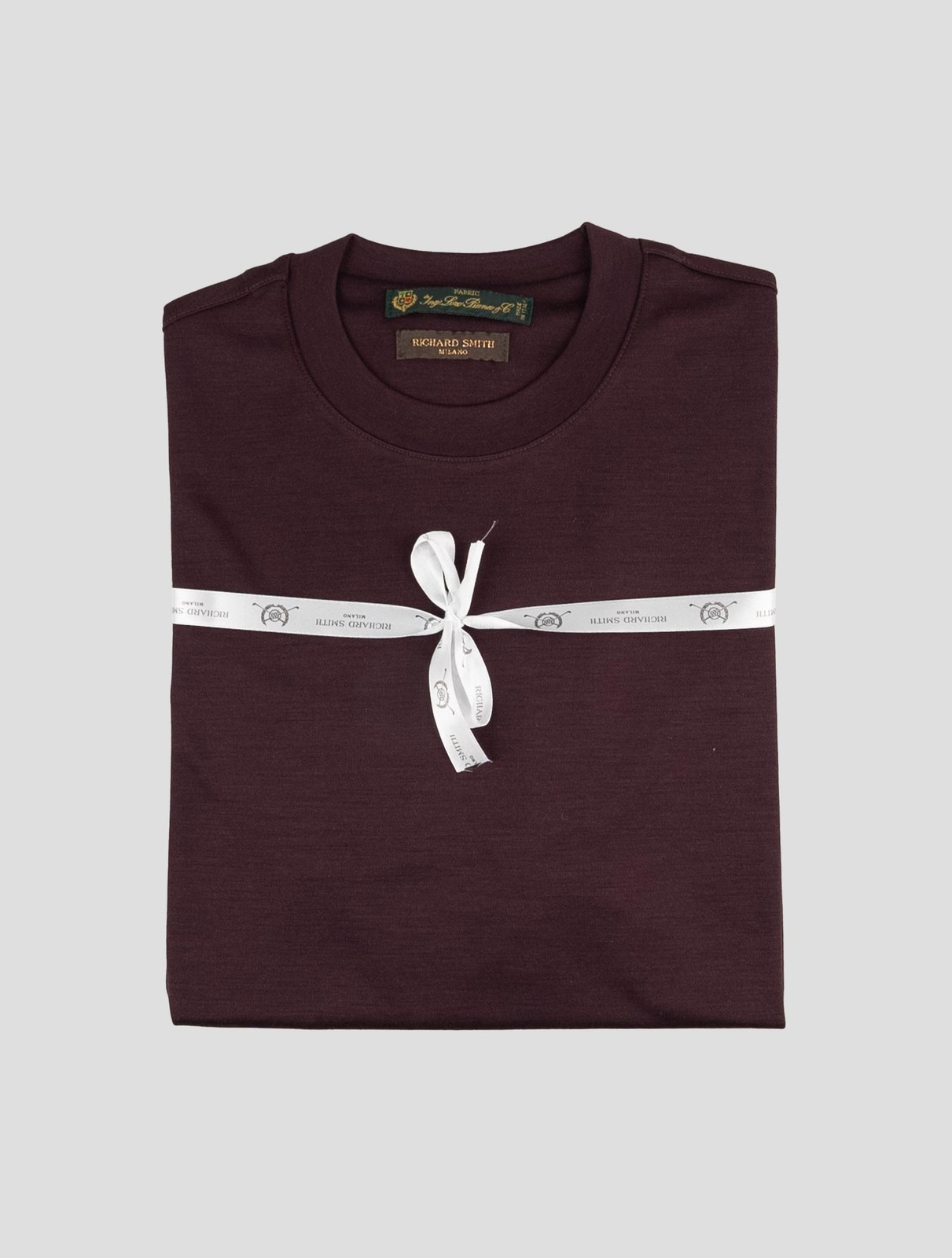 NEW RICHARD SMITH BURGUNDY LORO PIANA WOOL AUSTRALIS AQUA T-SHIRT EU 56 - US 46 gallery
