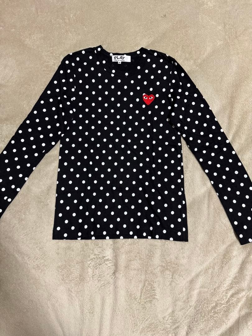 COMME des GARCONS PLAY Polka Dot Long Sleeve T-Shirt M Black gallery